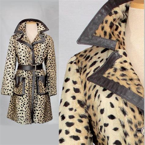 Vintage Lilli Ann Faux Leopard Coat Faux Fur Leather Trim Etsy S