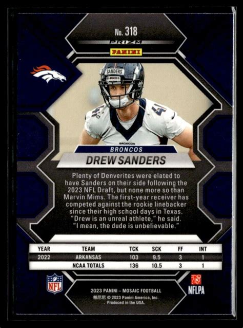 Panini Reactive Yellow Mosaic Prizm Drew Sanders Rc Denver Broncos