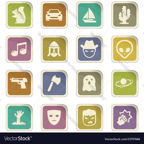 Genres of cinema icons set Royalty Free Vector Image