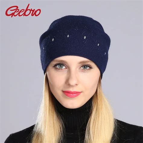 Geebro Womens Beanie Hat Winter Casual Knitted Cashmere Beanies With