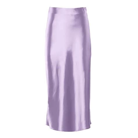 Dominve Jupe Longue Taille Haute En Satin Violet Pour Femme Tenue