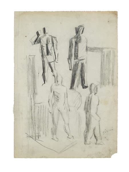 Mario Sironi Studi Di Figure 1932 Circa Matita Grassa Su Carta Cm 32