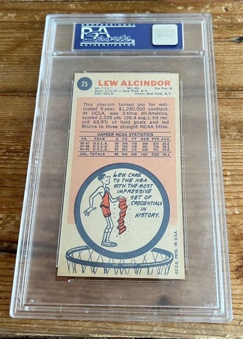 1969 Topps Lew Alcindor Rookie Card 25 Near Mint PSA 7 Kareem Abdul