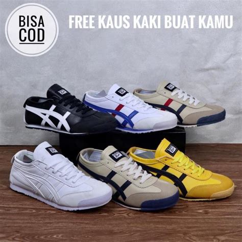 Sepatu Onitsuka Tiger Mexico 66 Black White 100 Kulit Sintetis Grade