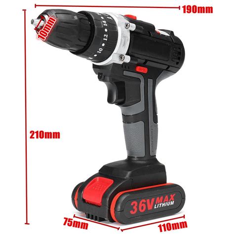 Drillpro 3000mAh 36V Electric Impact Cordless Drill 18 3 Clutches