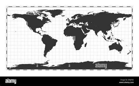 Vector World Map Equirectangular Plate Carree Projection Plain