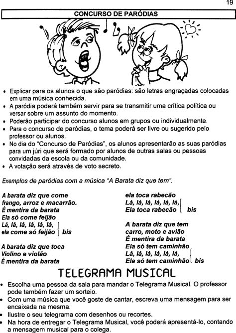 Paródias Prontas Para Copiar - Ensino Fundamental: Concurso de Paródias