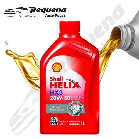 Oleo Lubrificante De Motor Shell Helix HX3 20W50 Mineral API SL 1