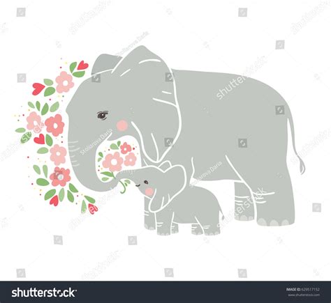 Mom Baby Cute Elephant Mothers Day Stock Vector (Royalty Free) 629517152 | Shutterstock