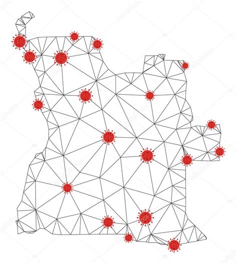 Malla De Red Poligonal Vector Angola Mapa Con Coronavirus