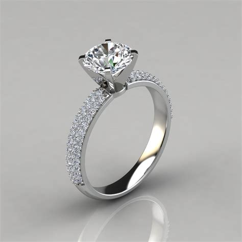 Trio Micro Pave Moissanite Engagement Ring | Forever Moissanite