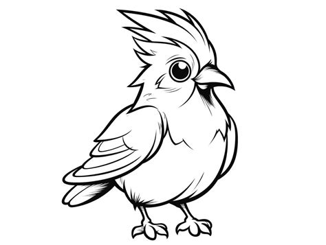 Adorable Cardinal Picture To Color - Coloring Page