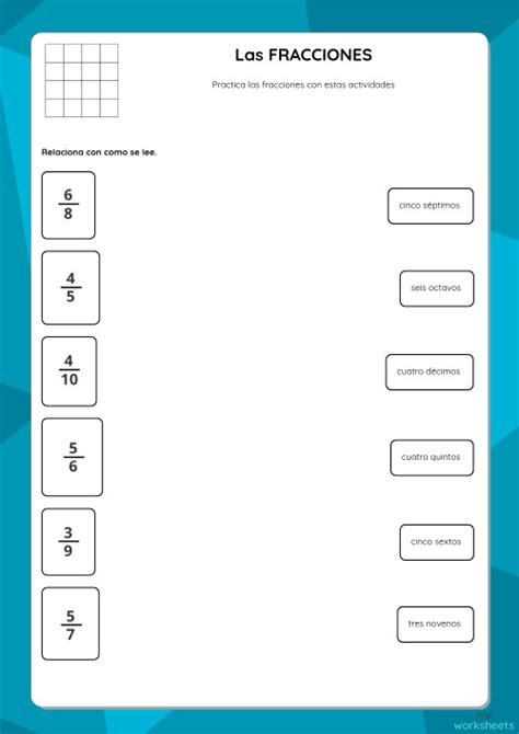 Las Fracciones Ficha Interactiva Topworksheets