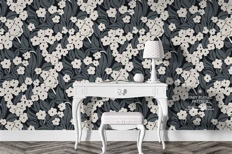 Grey Floral Wallpaper - Design Cuts