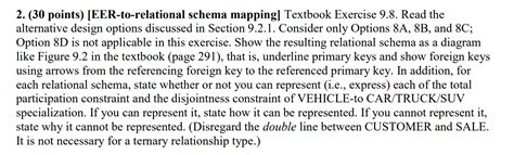 2 30 Points EER To Relational Schema Mapping Chegg