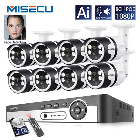 Misecu 4ch 8ch Ai Human Detection Face Record Poe Nvr 1080p Security Ip