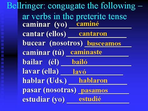 The Preterite Tense For Regular Verbs The Preterite