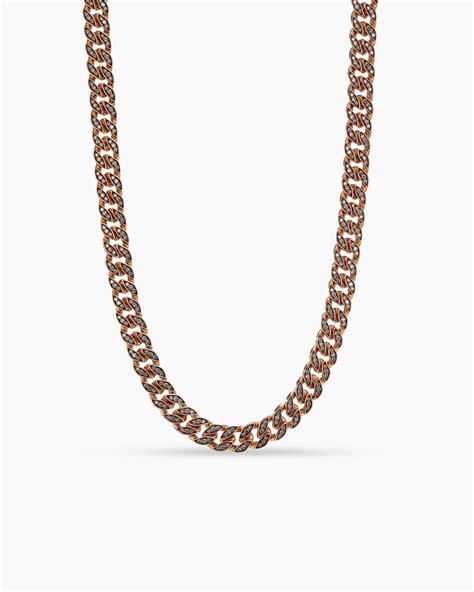 David Yurman Curb Chain Necklace In K Rose Gold With S Cognac