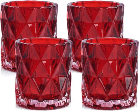 Impulse Sunset Small Red Candle Votive Holders Ideal For Tea Lights Set Of 4