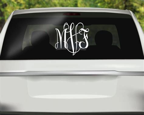 Full Window Vine Monogrammed Initials Car Decal Custom Car Decals Monogram Decal Car Decals