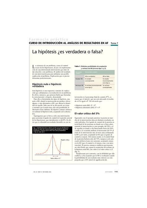 La hipótesis es verdadera o falsa VOL 25 NÚM 10 NOVIEMBRE 2006