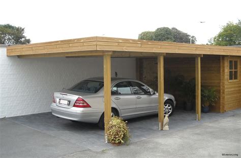 Carport Adossé En Bois Modern Avec Local Intégré Gardival 459 X 631