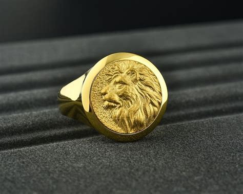 Anillo de los hombres del león del oro anillos del león Etsy México