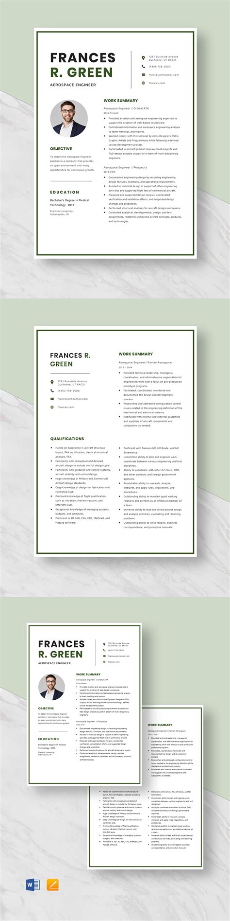 Free Aerospace Design Engineer Resume Template Word Apple Pages