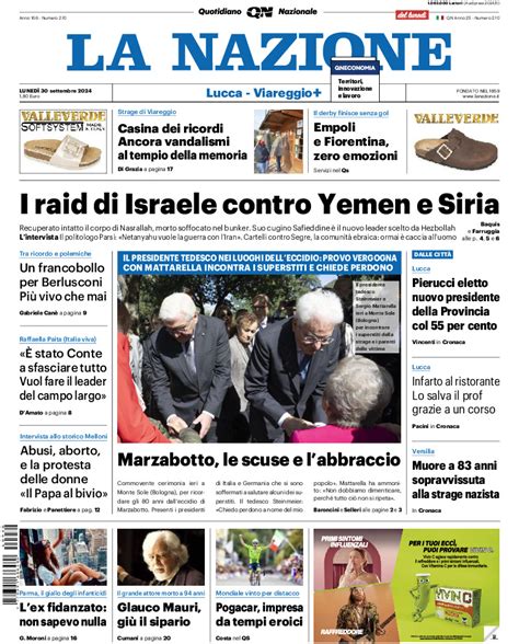 La Nazione Prima Pagina Di Oggi Edizione Lucca Di Lunedi 30 Settembre