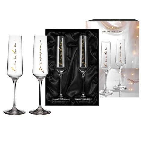 Tempa Celebration Bride And Groom Champagne Glasses Set Of 2 Just