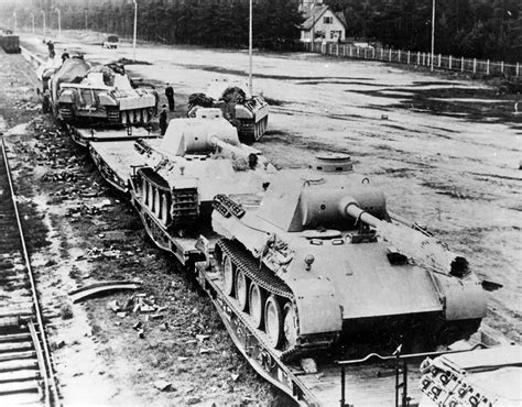 German Panzer V Panther Medium Tanks on Rail Cars 1944 | World War Photos