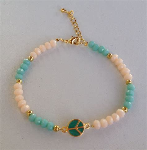 Crystal Beaded Peace Bracelet Pulseira De Cristal Da Paz Pulseras