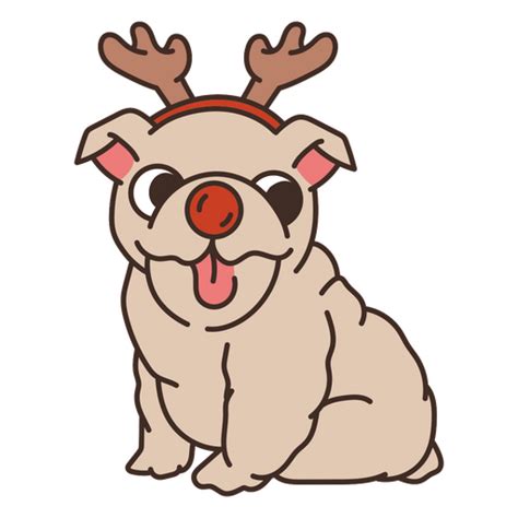 Diseño PNG Y SVG De Perro Con Gorro De Papá Noel Y Nariz Roja Para