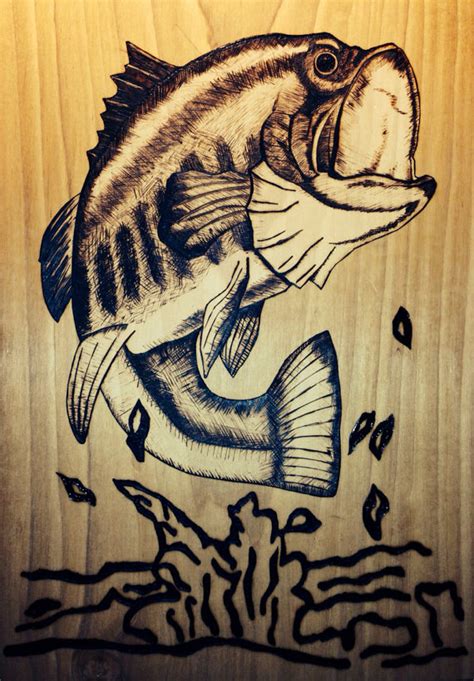 Jumping Bass Fish On 11 X 135 Distressed Poplar Wood Plaque Wood