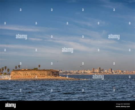 View Of Island Goree With Fort And Dakar City Visible In The Background