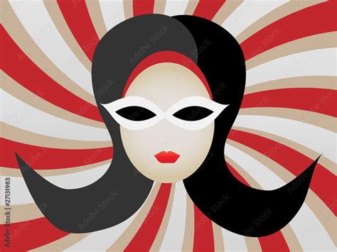 1960s Womans Head Inside Swirl Vector Illustration เวกเตอร์สต็อก