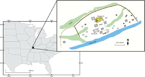 Location Of The Kincaid Site Inset And A Plan Map Of The Site With