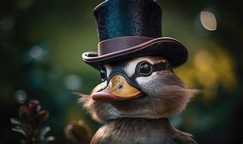 Premium AI Image | A close up of a duck wearing a top hat