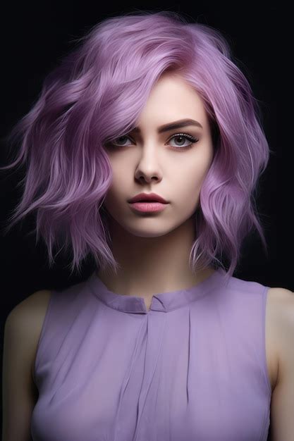 Premium Ai Image Female Model With Purple Hair