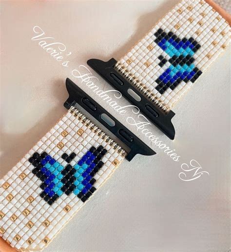 Butterfly Miyuki Pattern Beaded Watch Band Seed Beaded Band Apple