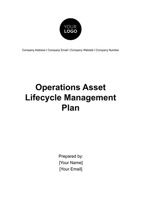 Free Operations Asset Lifecycle Management Plan Template Edit Online And Download