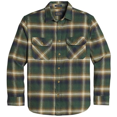 Pendleton Burnside Flannel Shirt Green Navy Olive Plaid The