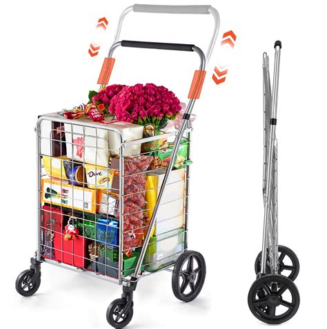 Buy Wellmax Grocery Shopping Cart With Swivel Wheels Foldable And