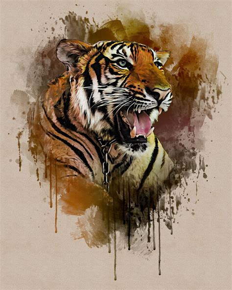 Tiger Watercolor Painting Effect - Design Cuts