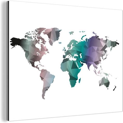 Carte Du Monde Artistique Sur D Co Murale Couleur Aluminium X Cm