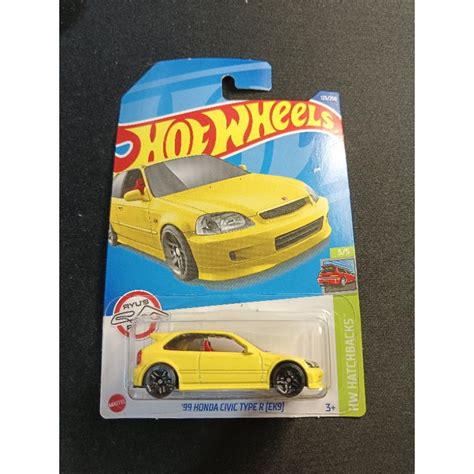 Hot Wheels 99 Honda Civic Type R Ek9 Yellow Hw Hatchbacks Shopee Malaysia