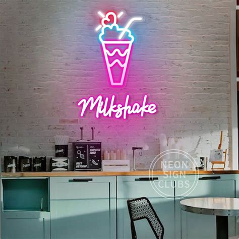 Milkshake Neon Sign Coffee Bar Decor Custom Neon Sign Milk Shake Neon