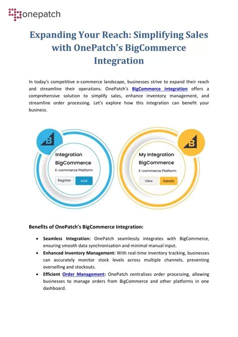 Ppt Expanding Your Reach Simplifying Sales With Onepatchs