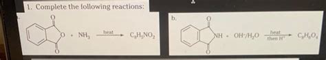 Solved 1. Complete the following reactions: b. | Chegg.com 