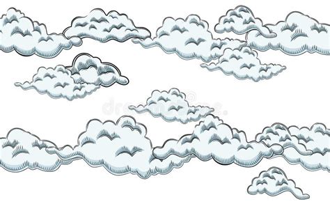 Hand Drawn Style Simple Gray Cloud Vector Illustration Sketch Design On